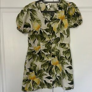 Amalfi coast lemon print linen dress